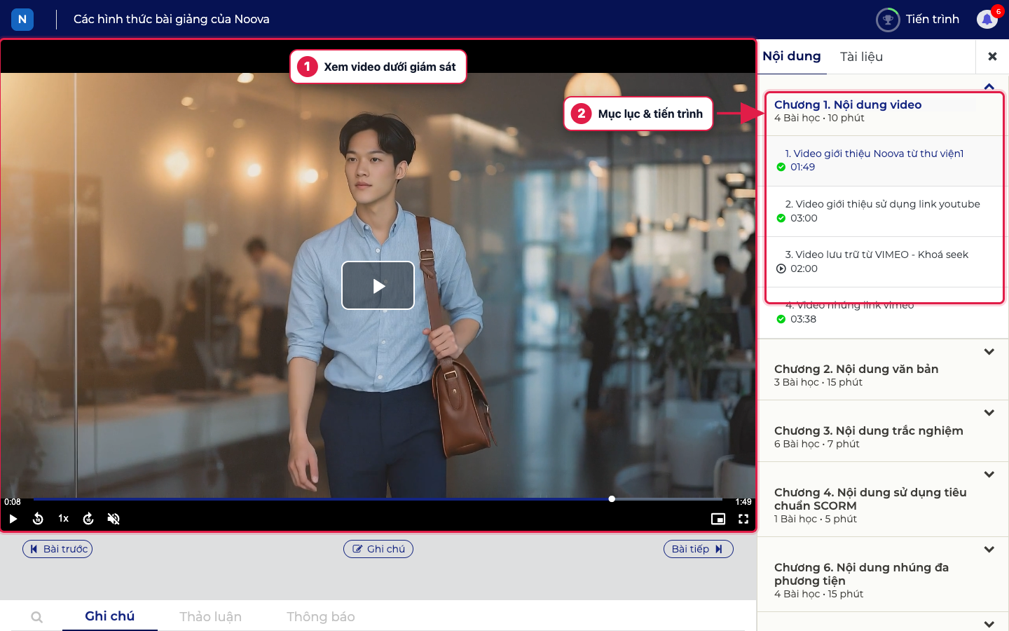 Học viên xem video trong Lớp học