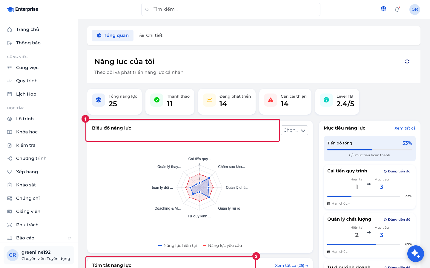 Năng lực của tôi — radar (nhân viên)