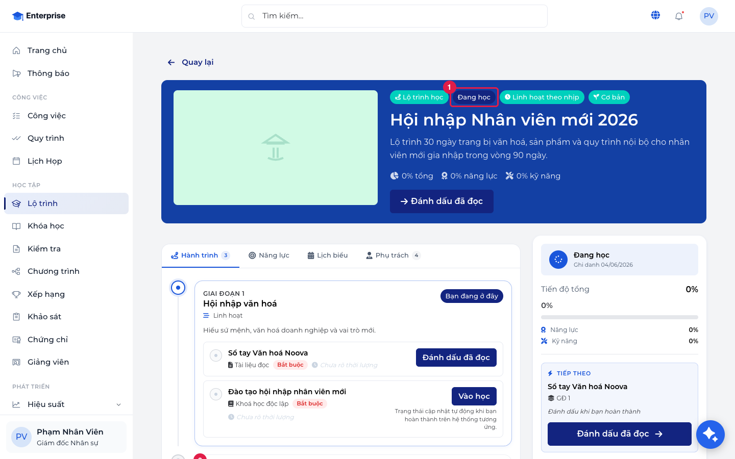 Chi tiết lộ trình — học theo chặng