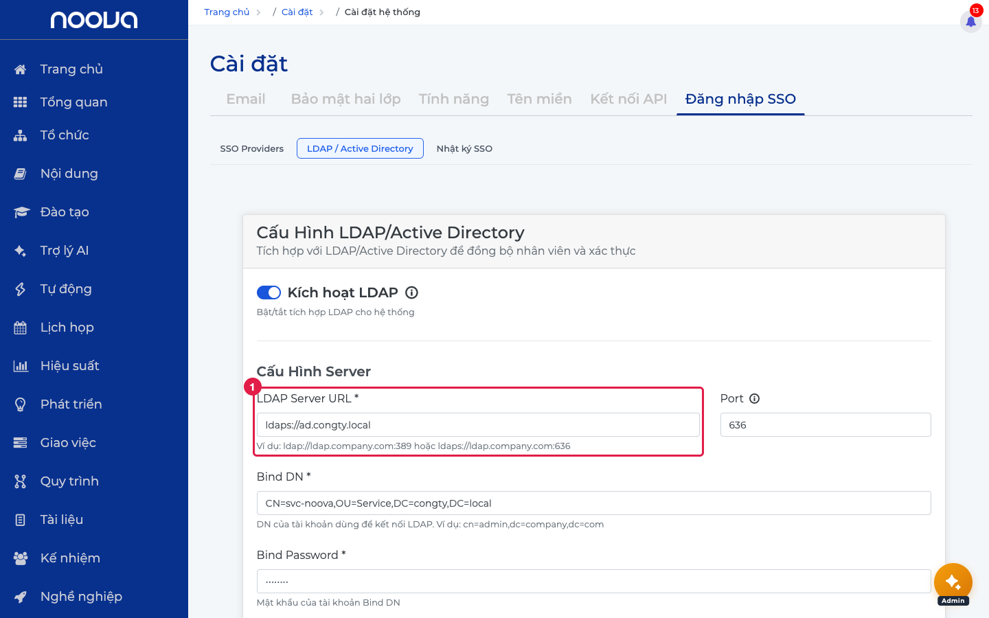 Cấu hình LDAP/AD + ánh xạ thuộc tính