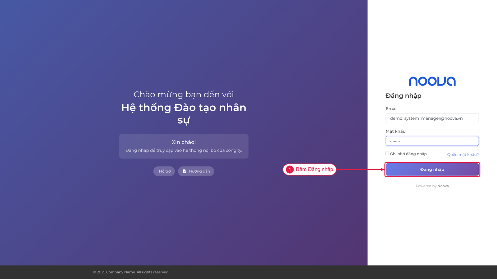 Biểu mẫu đăng nhập Noova