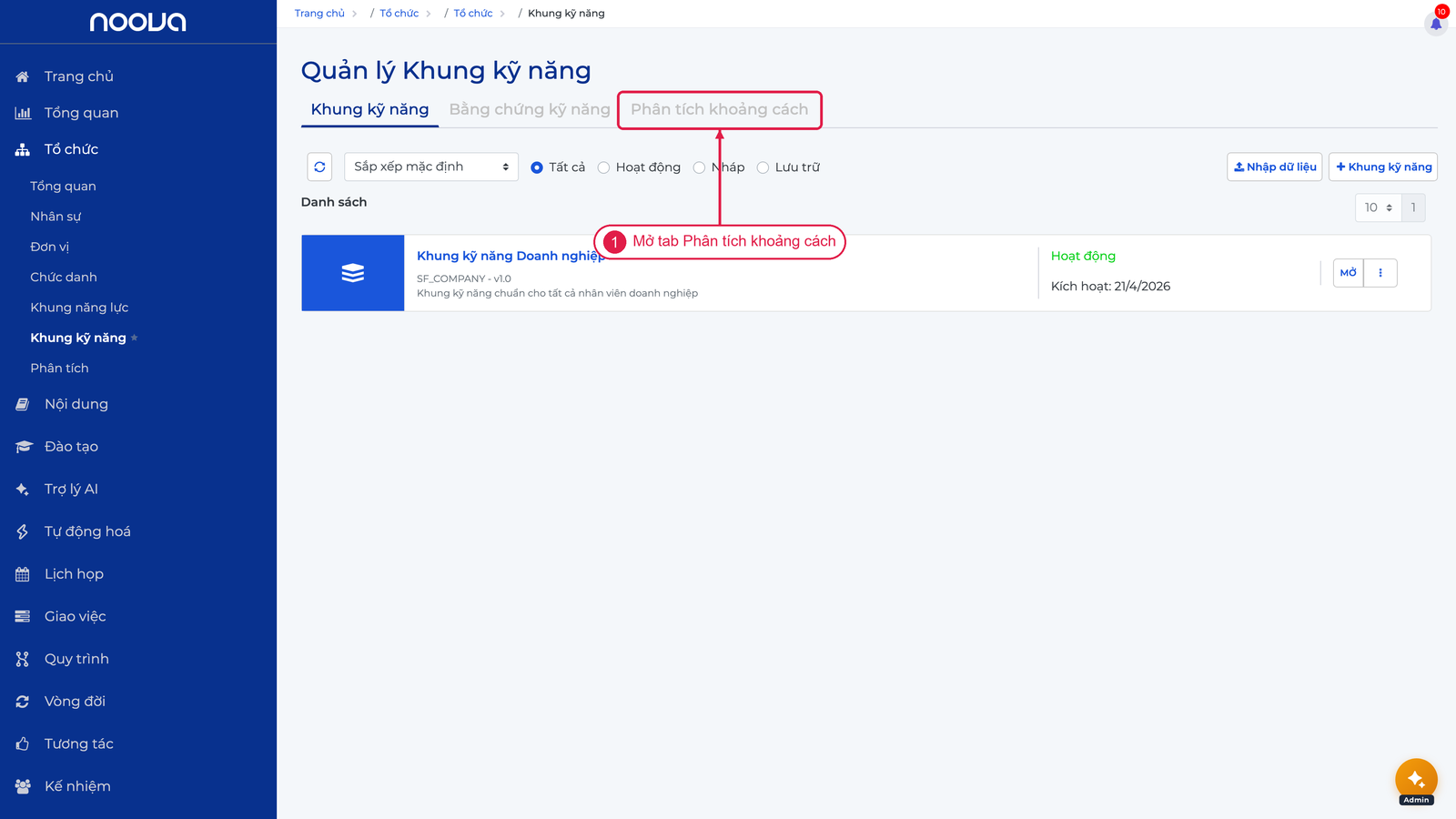 Mở tab Phân tích khoảng cách