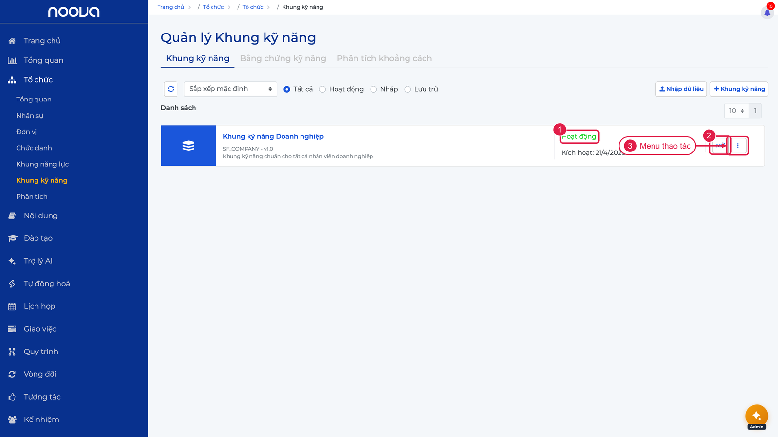 Cấu trúc thẻ khung kỹ năng