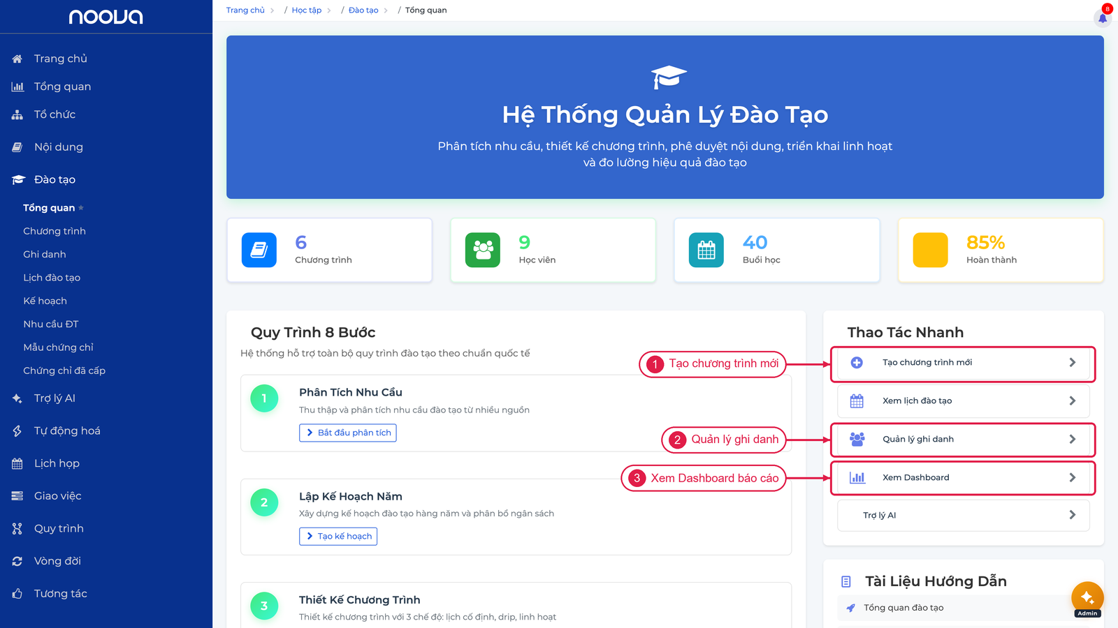 Khối Thao Tác Nhanh ở cột phải