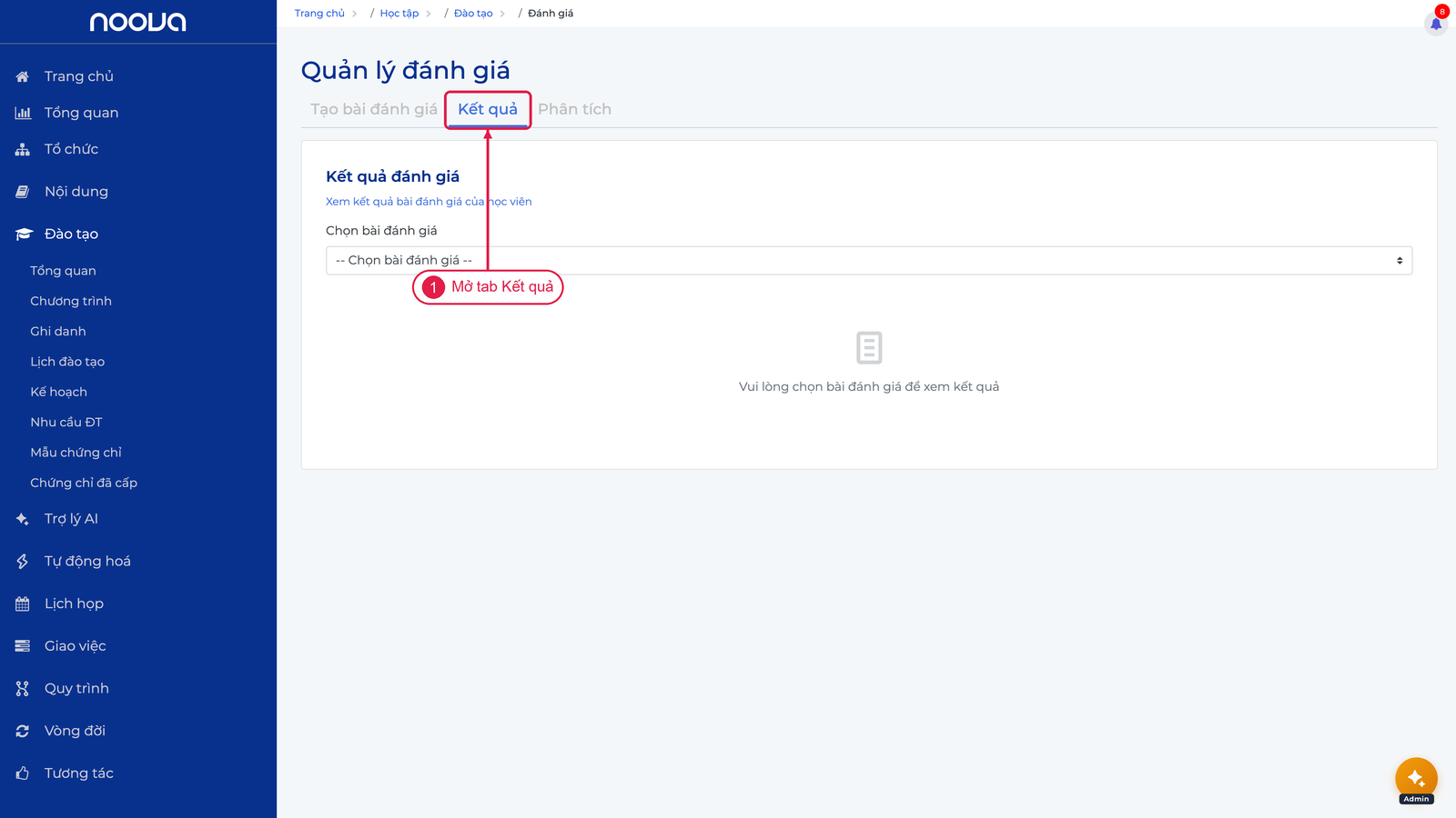 Tab Kết quả đánh giá